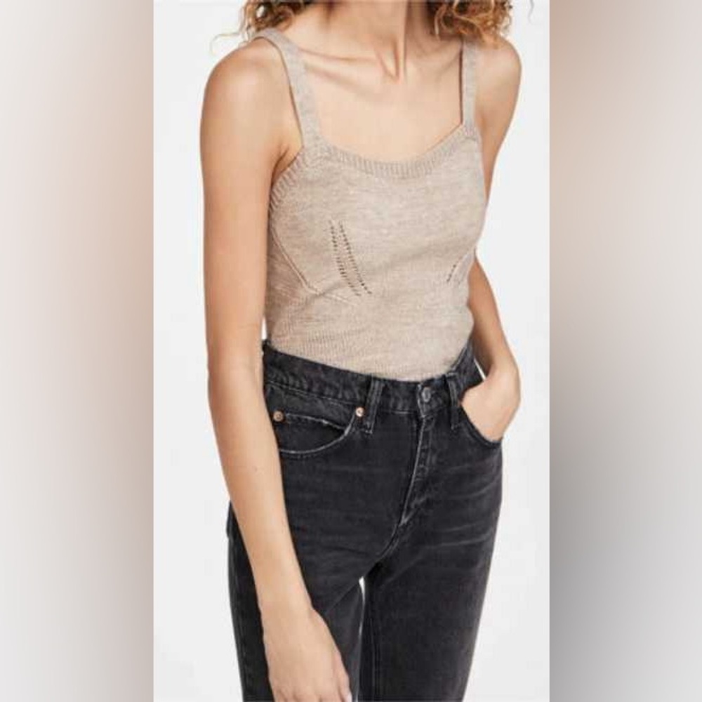 Tan Knit Sleeveless Top- English Factory
